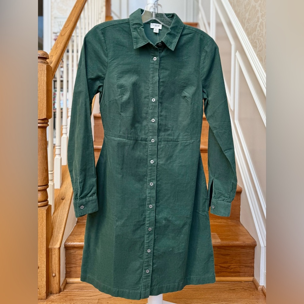 Women’s J.Crew Corduroy Green Shirt Dress